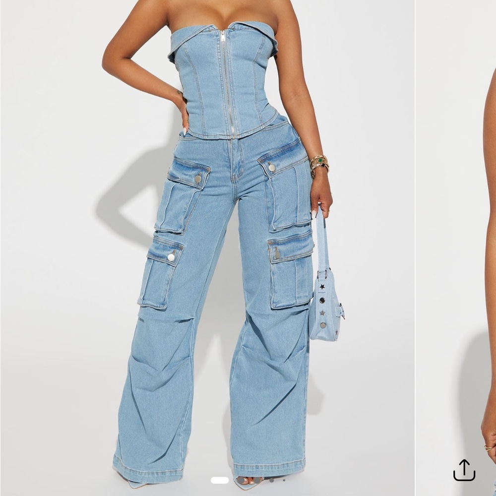 Light Wash Denim Pant Set